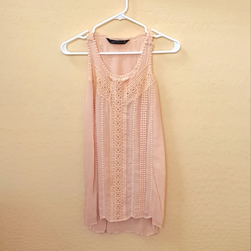 ZARA Woman Peach Tunic Dress Blouse - Picture 2 of 7